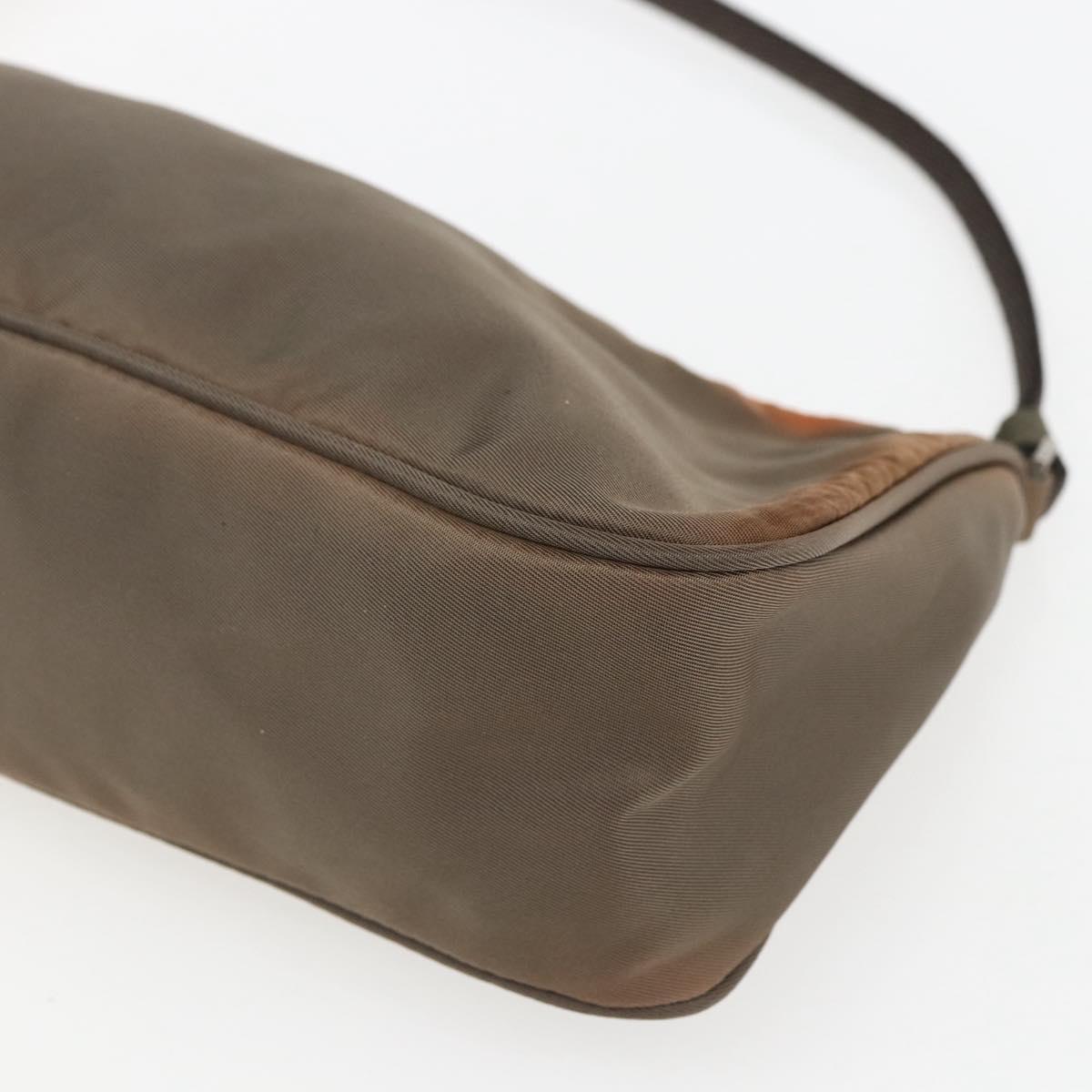 PRADA Accessory Pouch Nylon Brown Auth bs33343