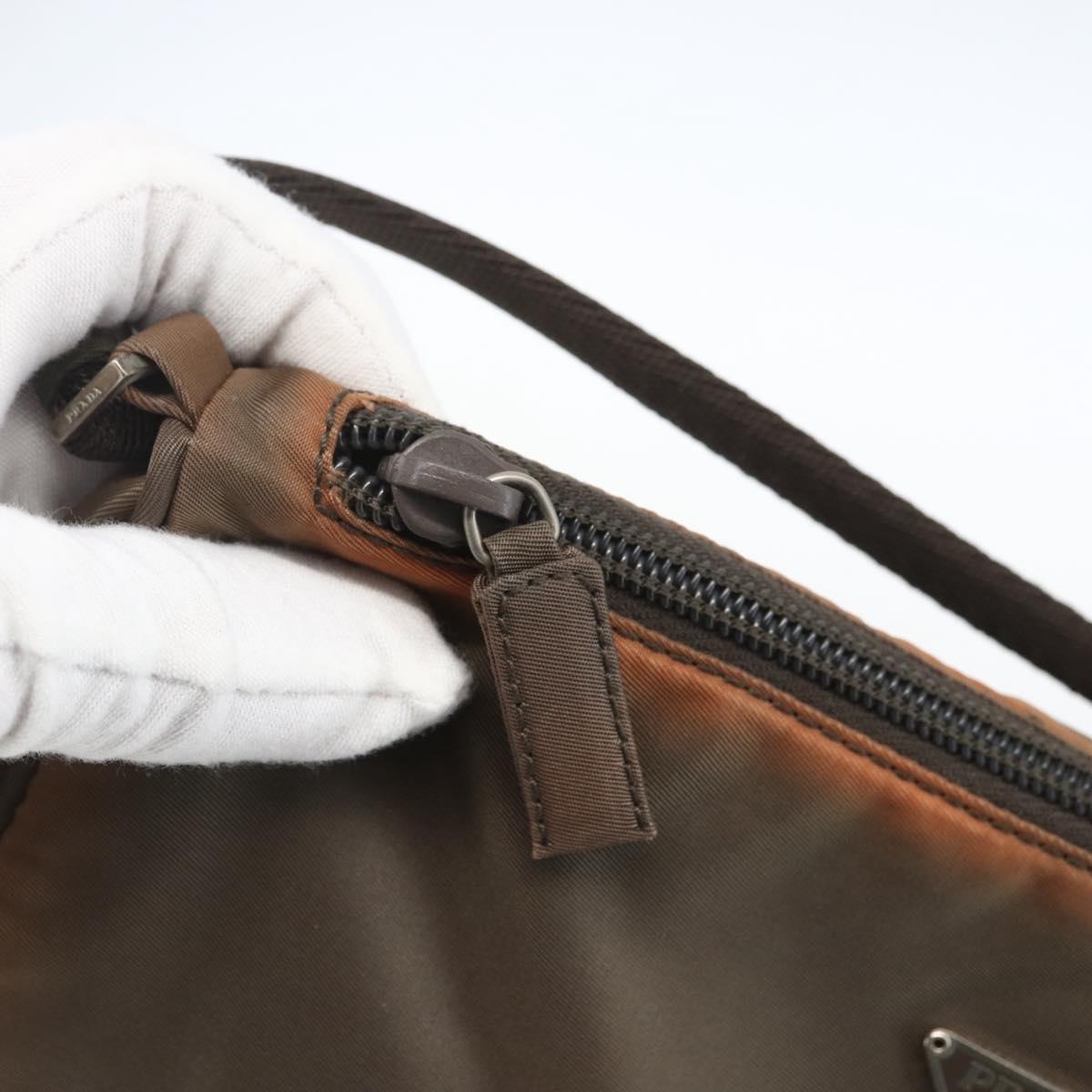 PRADA Accessory Pouch Nylon Brown Auth bs33343