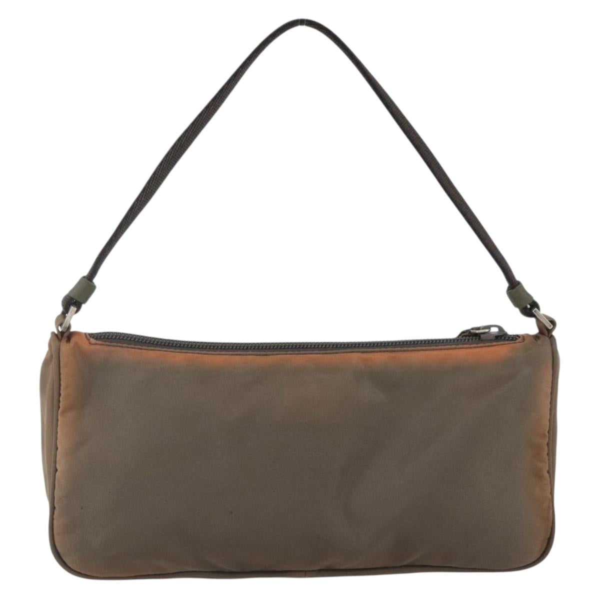PRADA Accessory Pouch Nylon Brown Auth bs33343