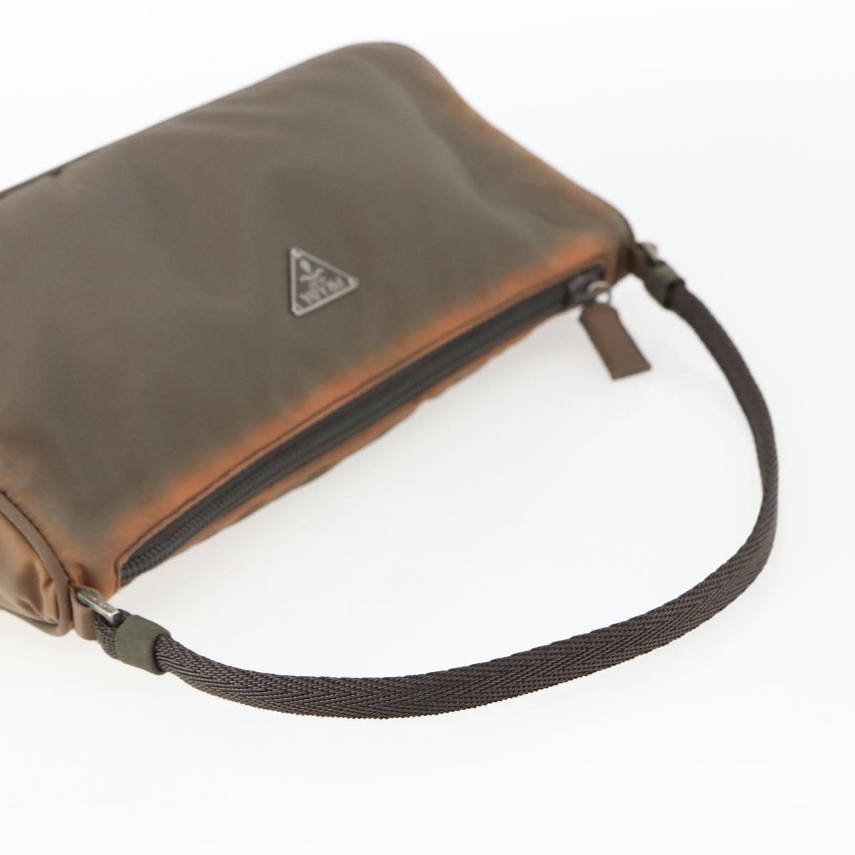 PRADA Accessory Pouch Nylon Brown Auth bs33343