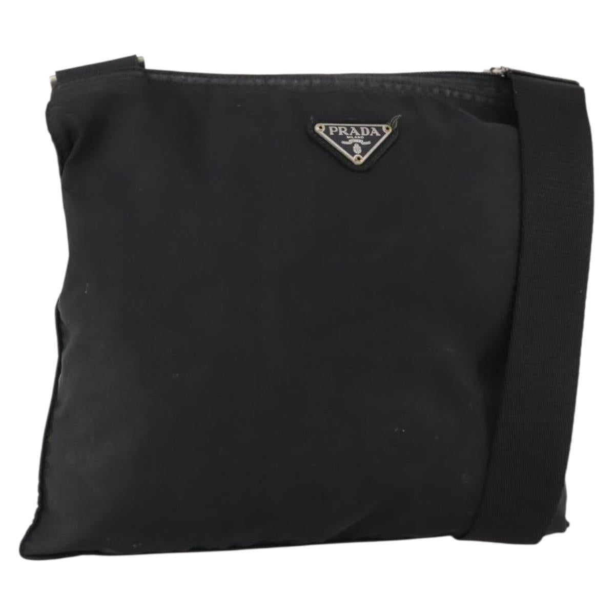 PRADA Shoulder Bag Nylon Black Silver Auth bs33344
