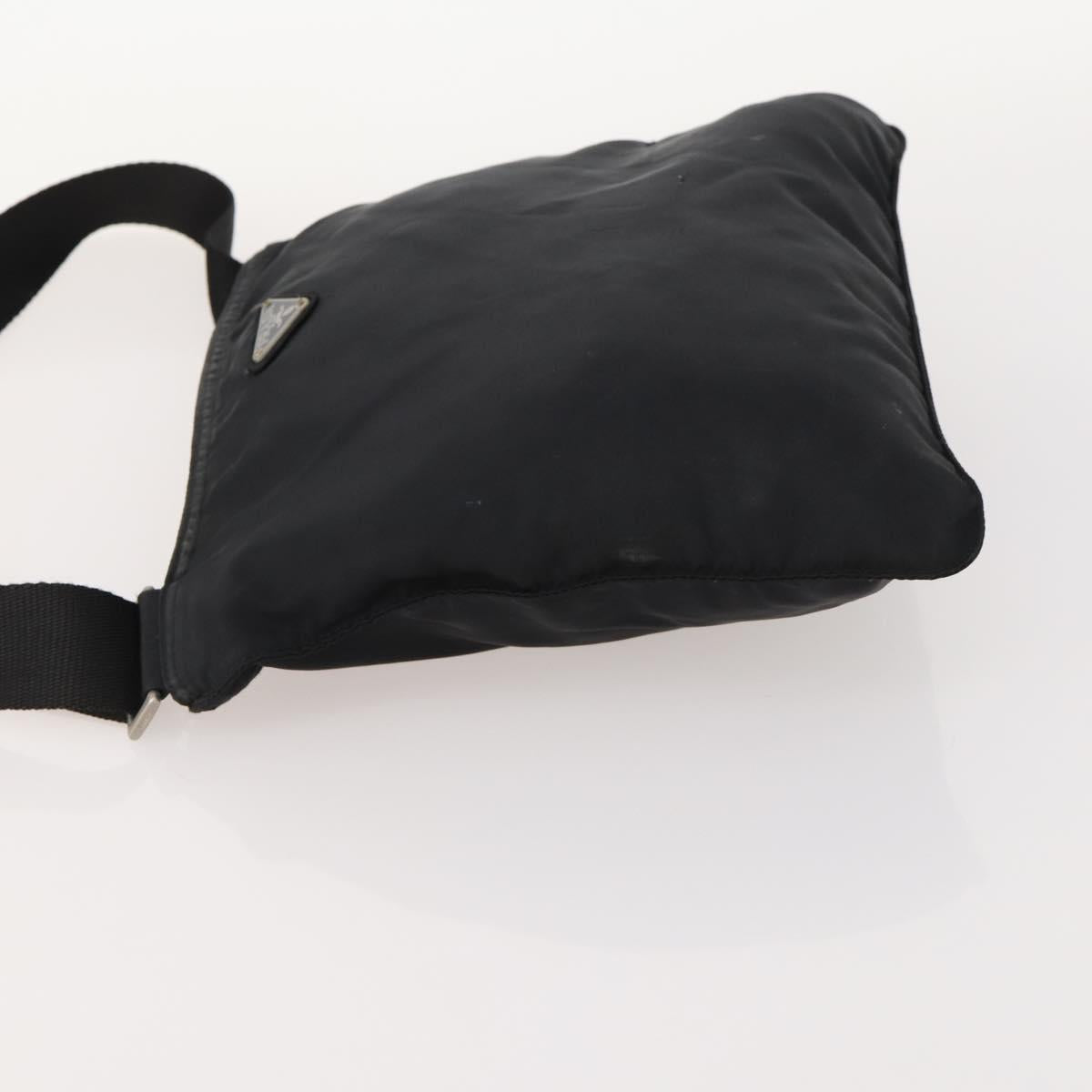 PRADA Shoulder Bag Nylon Black Silver Auth bs33344