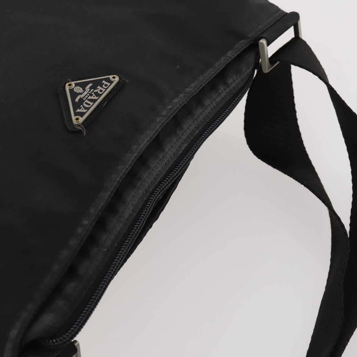 PRADA Shoulder Bag Nylon Black Silver Auth bs33344