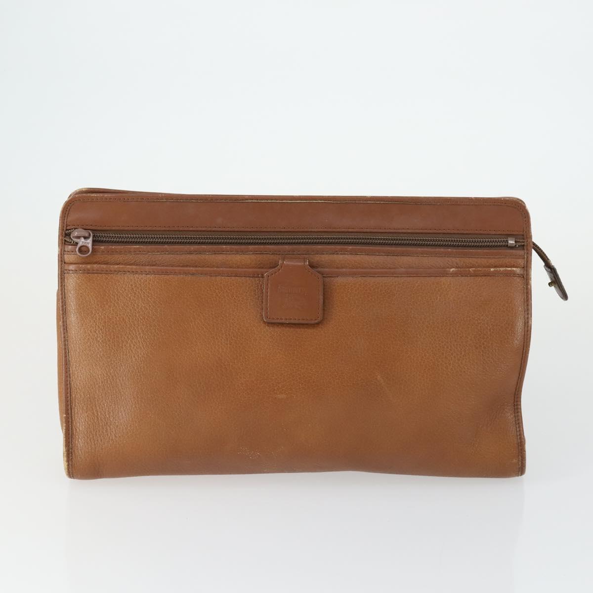 Burberrys Nova Check Clutch Bag Leather PVC 2 Set Beige Brown Auth bs33346