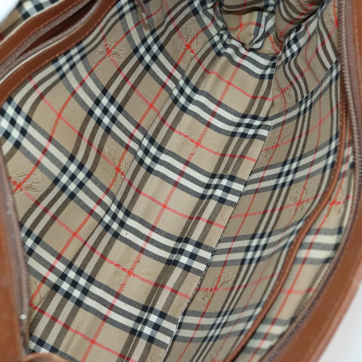 Burberrys Nova Check Clutch Bag Leather PVC 2 Set Beige Brown Auth bs33346
