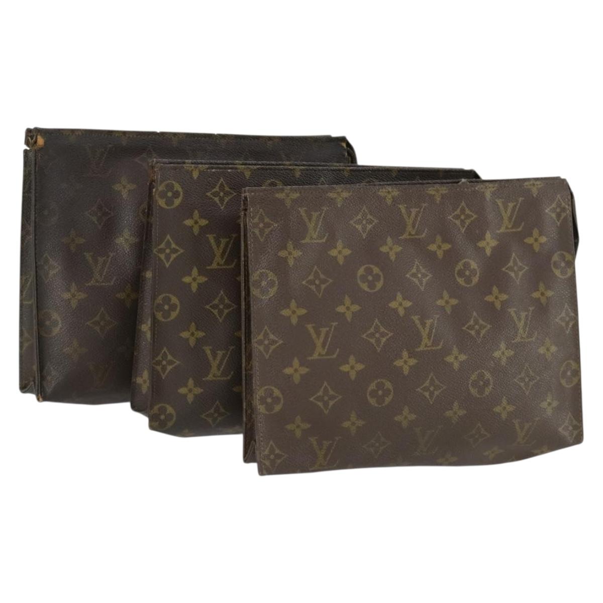 LOUIS VUITTON Monogram Clutch Bag 3 Set LV Auth bs33347