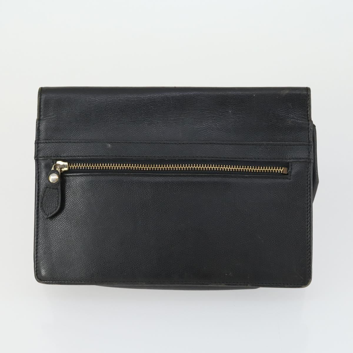 SAINT LAURENT Clutch Bag PVC Leather 2 Set Brown Black Auth bs33349