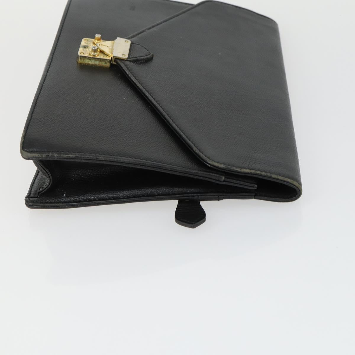 SAINT LAURENT Clutch Bag PVC Leather 2 Set Brown Black Auth bs33349
