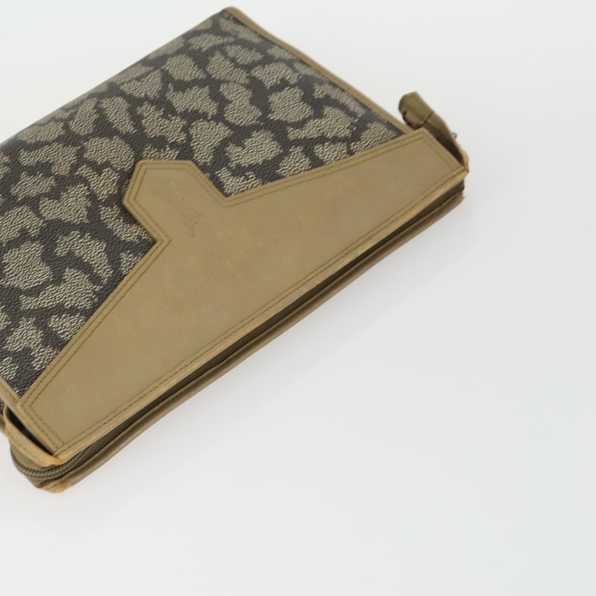 SAINT LAURENT Clutch Bag PVC Leather 2 Set Brown Black Auth bs33349