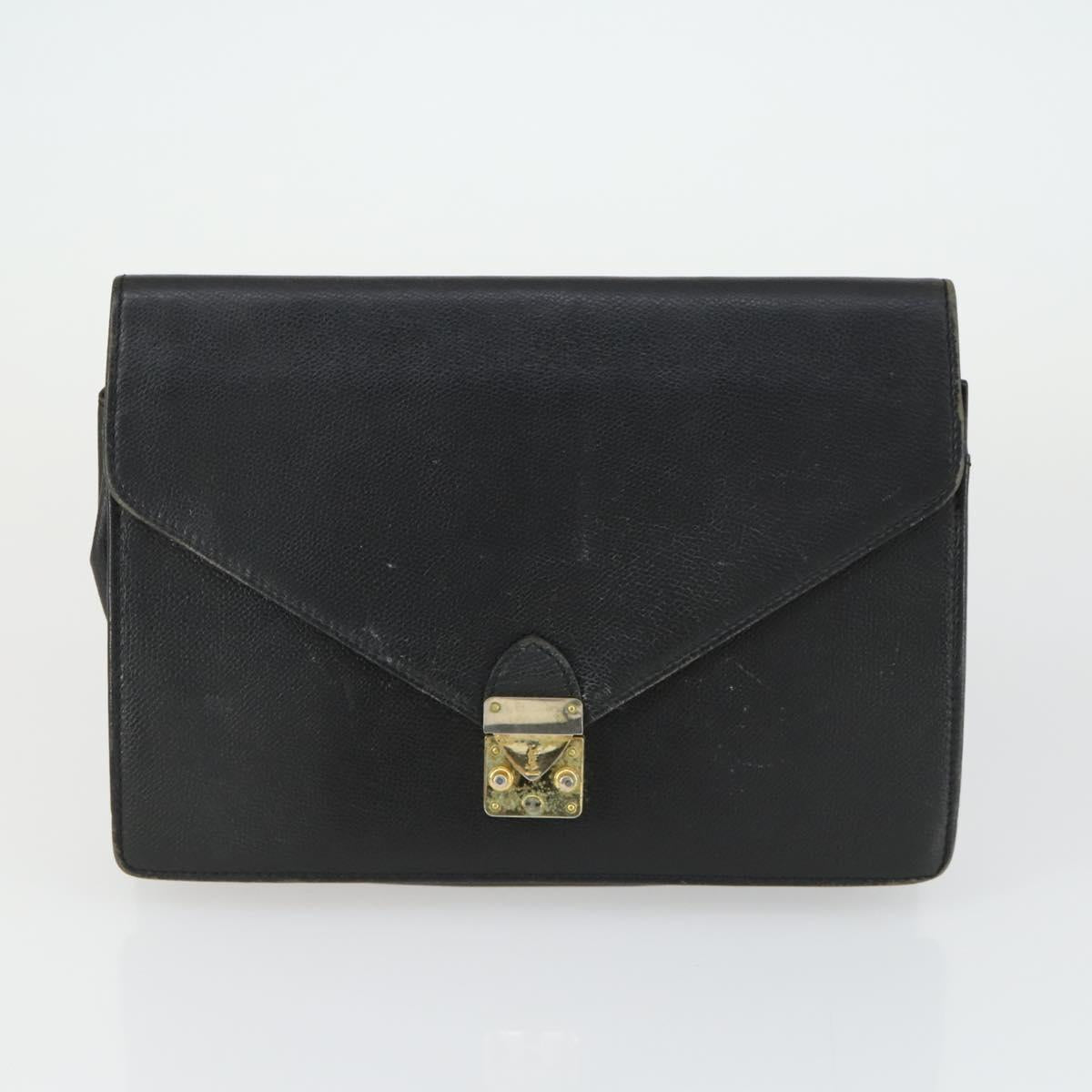 SAINT LAURENT Clutch Bag PVC Leather 2 Set Brown Black Auth bs33349