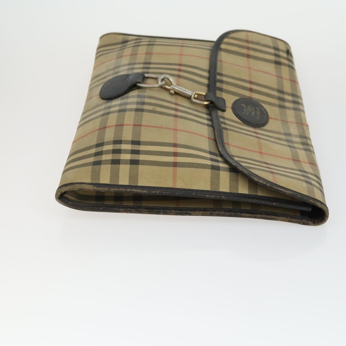 BURBERRY Nova Check Shoulder Bag Canvas PVC 4 Set Beige Red Auth bs33350