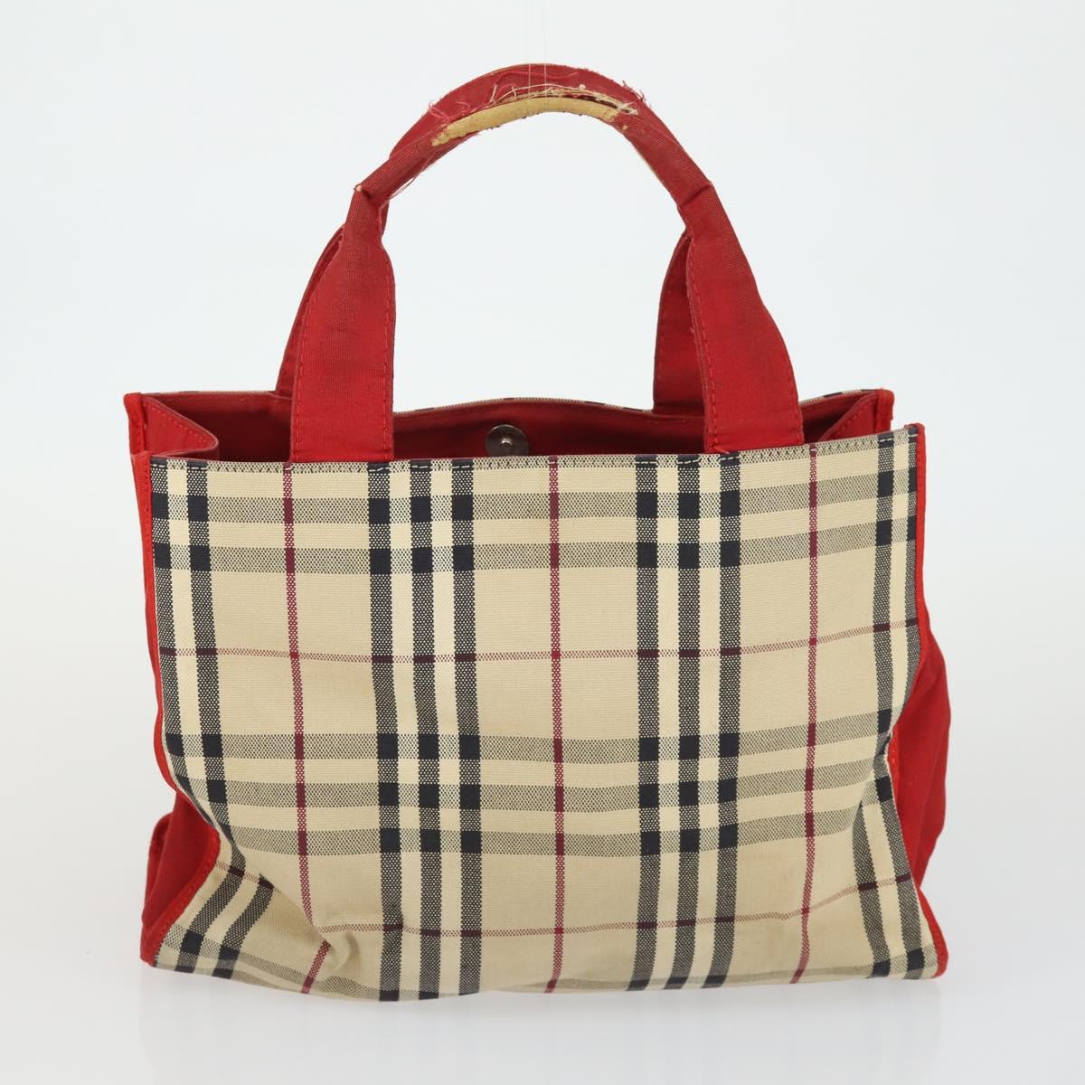 BURBERRY Nova Check Shoulder Bag Canvas PVC 4 Set Beige Red Auth bs33350