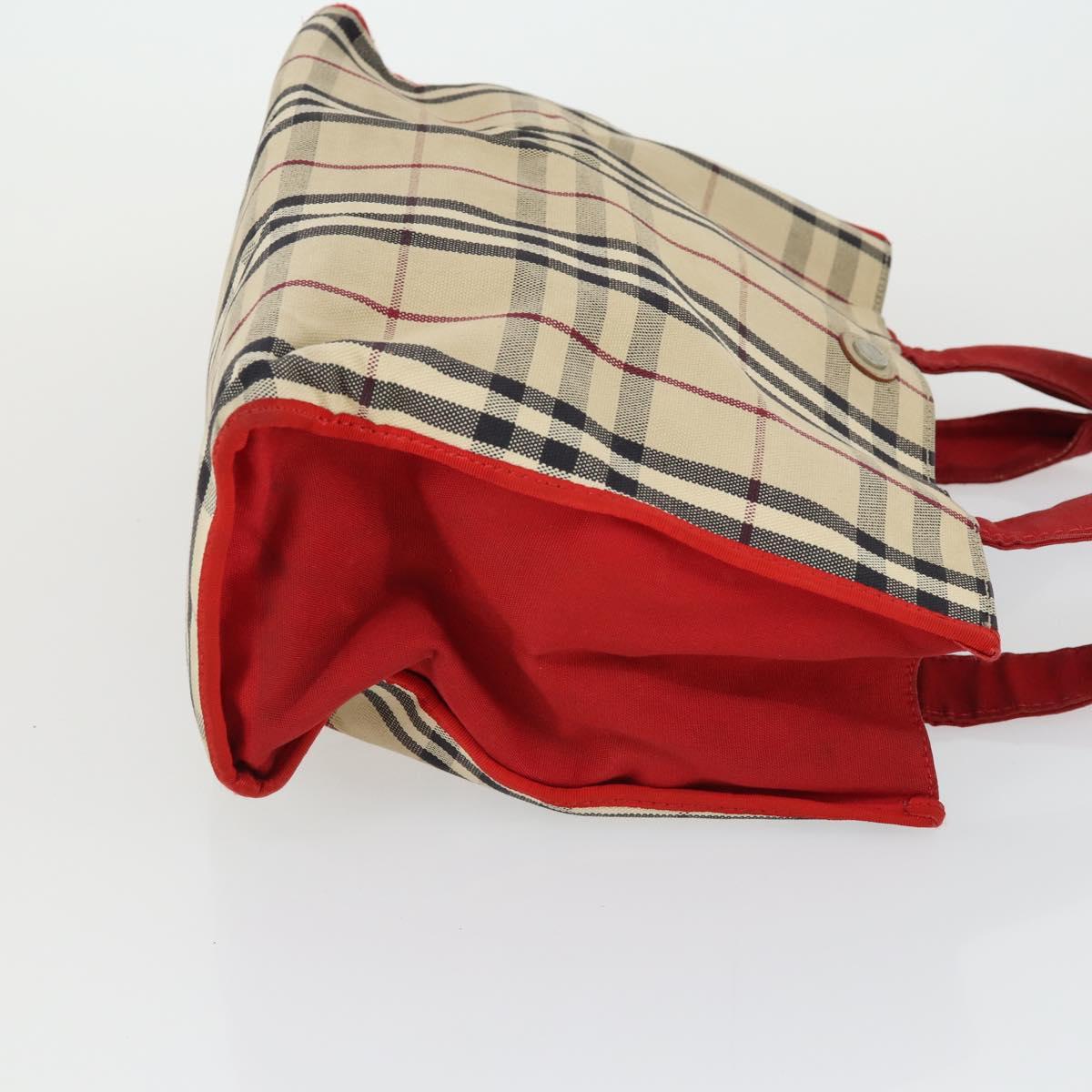 BURBERRY Nova Check Shoulder Bag Canvas PVC 4 Set Beige Red Auth bs33350