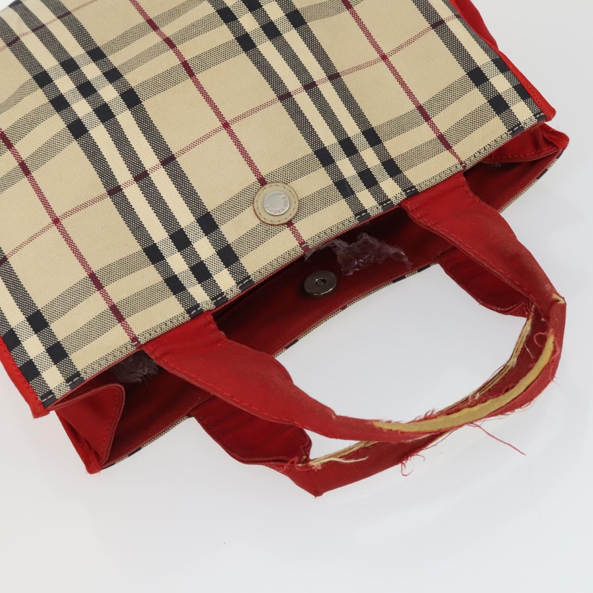 BURBERRY Nova Check Shoulder Bag Canvas PVC 4 Set Beige Red Auth bs33350