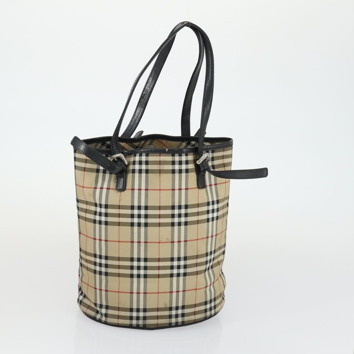 BURBERRY Nova Check Shoulder Bag Canvas PVC 4 Set Beige Red Auth bs33350
