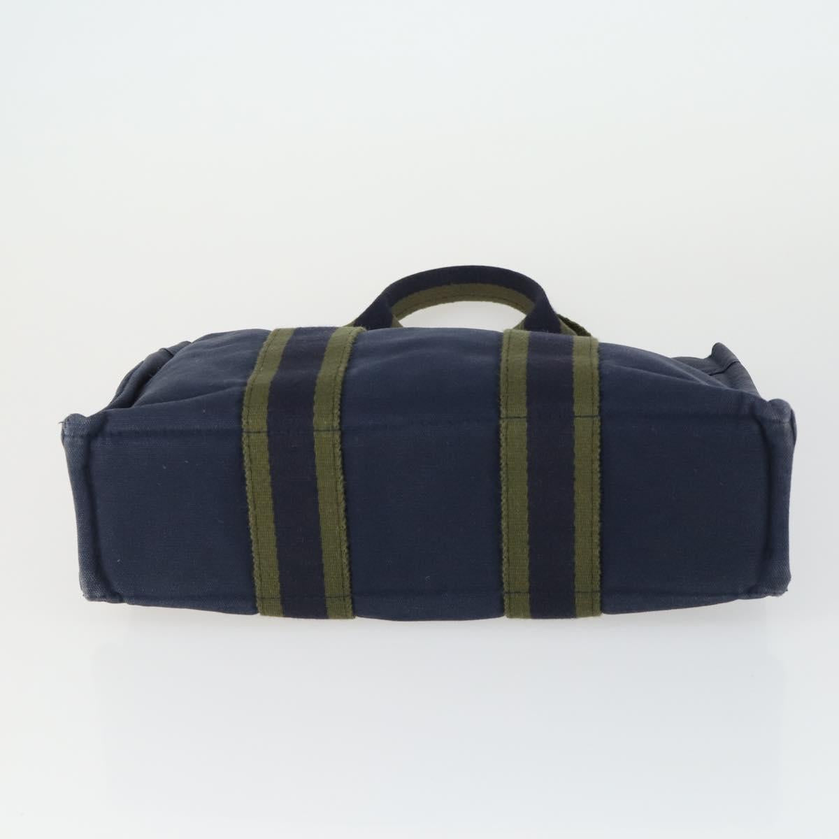 HERMES Fourre Tout Hand Bag Canvas 2 Set Gray Navy Auth bs33354