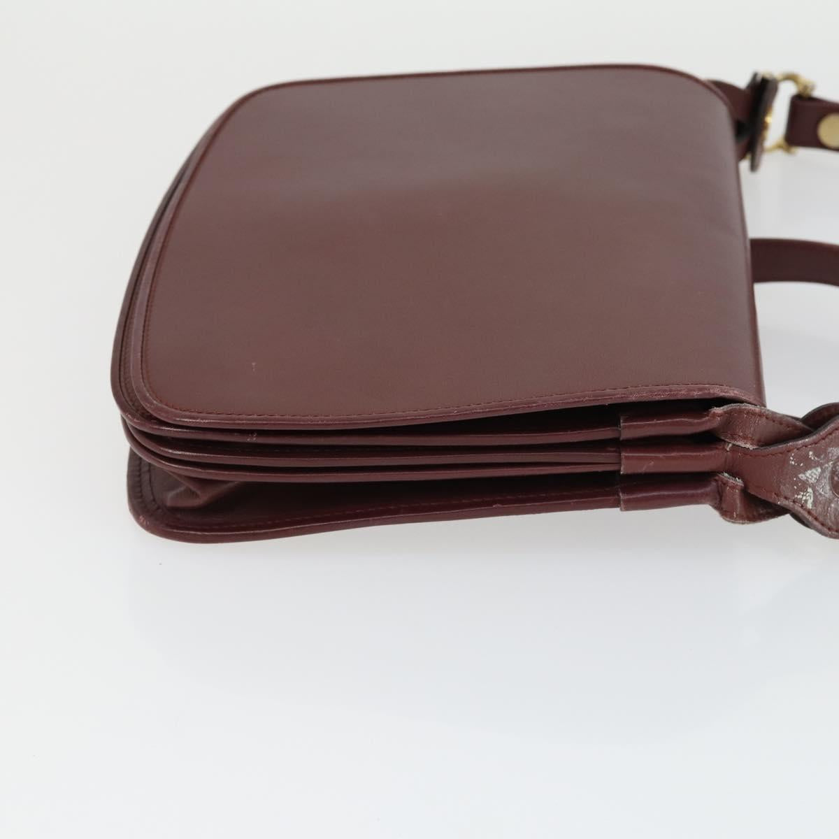 CARTIER Must Line Shoulder Bag Leather 2 Set Bordeaux Gold Auth bs33356