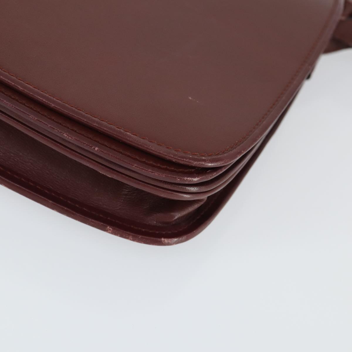 CARTIER Must Line Shoulder Bag Leather 2 Set Bordeaux Gold Auth bs33356