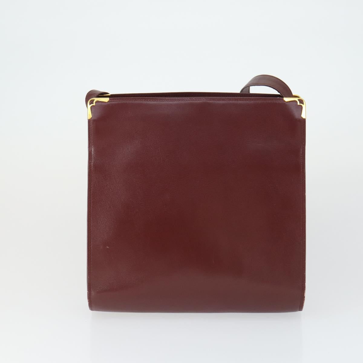 CARTIER Must Line Shoulder Bag Leather 2 Set Bordeaux Gold Auth bs33356