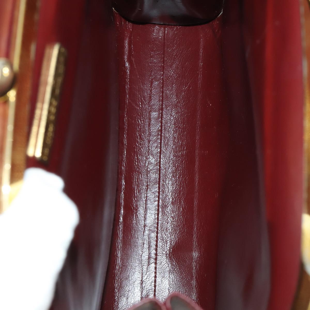 CARTIER Must Line Shoulder Bag Leather 2 Set Bordeaux Gold Auth bs33356