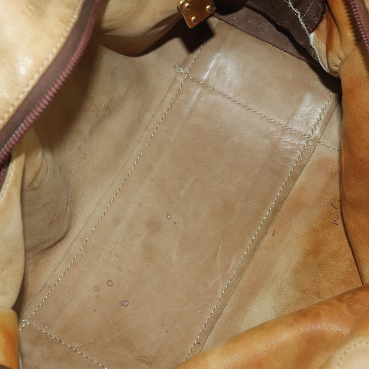 LOEWE Hand Bag Leather nylon 2 Set Brown White Auth bs33357