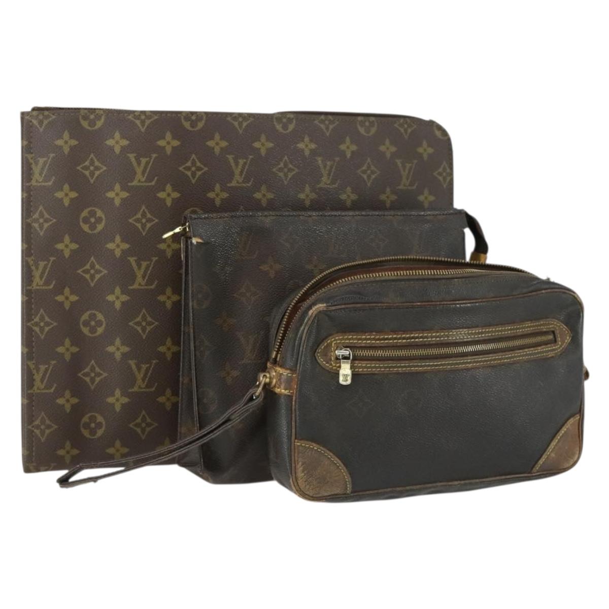 LOUIS VUITTON Monogram Clutch Bag 3 Set LV Auth bs33362