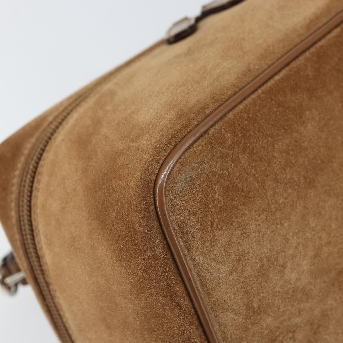 GUCCI Vanity Cosmetic Pouch Suede Brown Silver 032 1705 0140 Auth bs33363