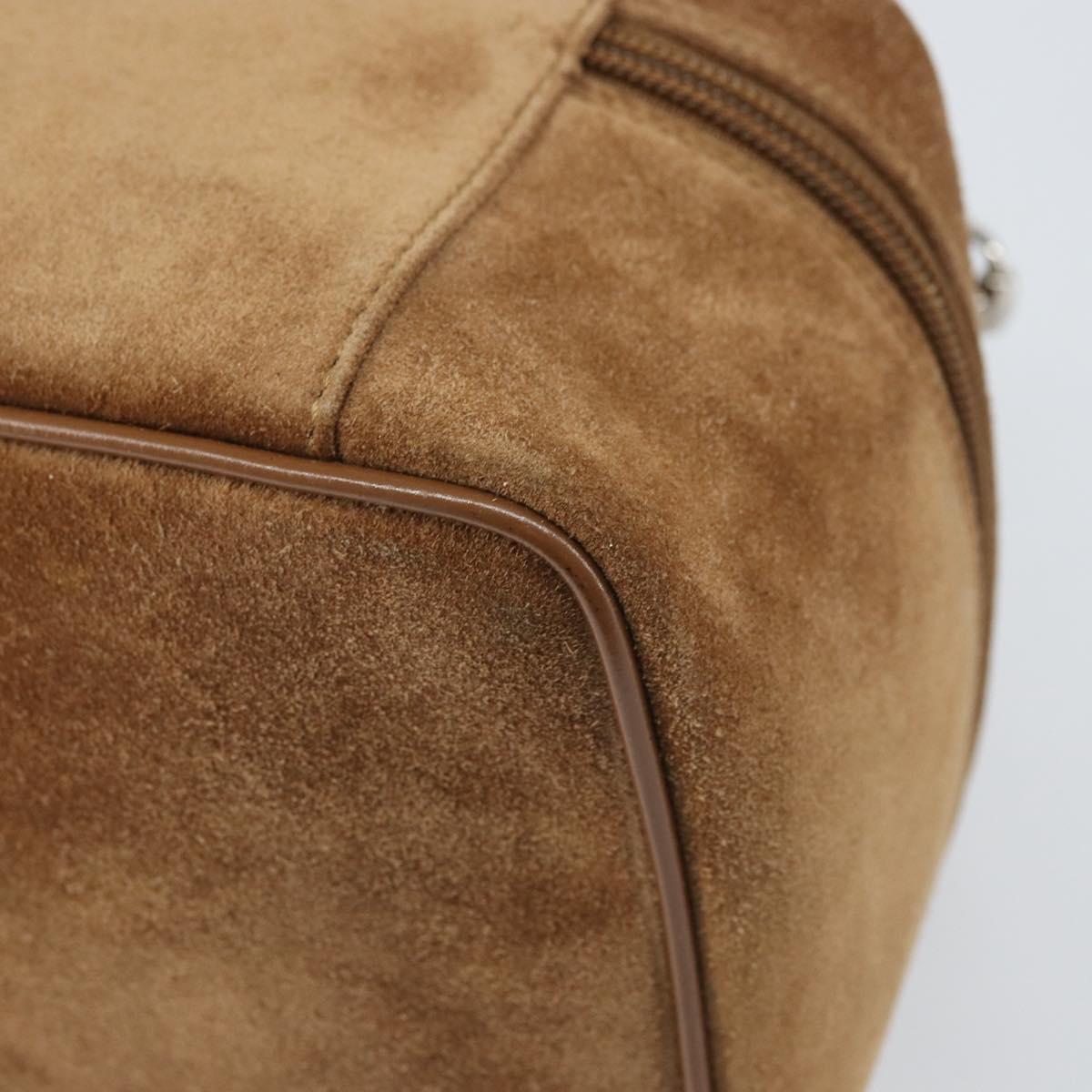 GUCCI Vanity Cosmetic Pouch Suede Brown Silver 032 1705 0140 Auth bs33363