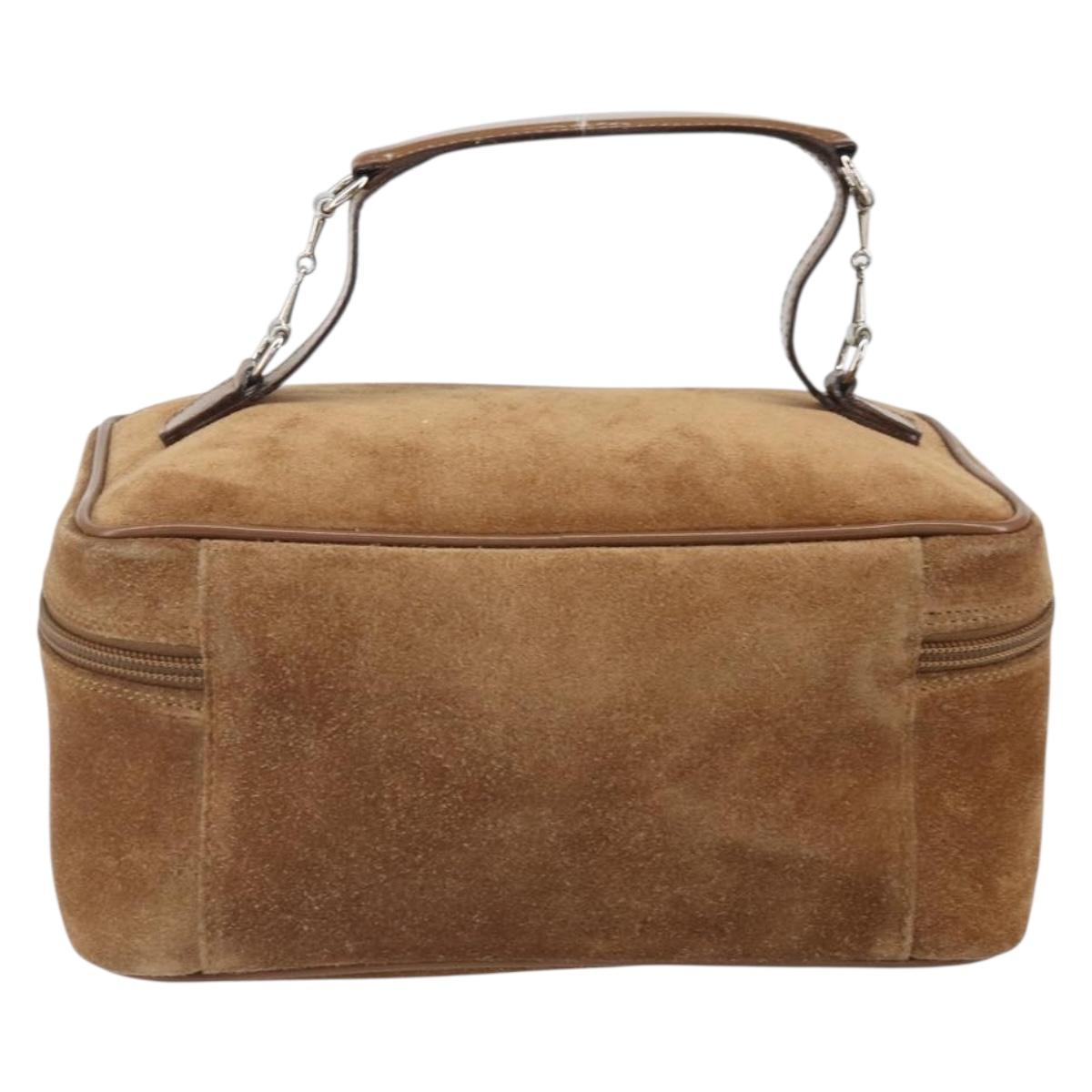 GUCCI Vanity Cosmetic Pouch Suede Brown Silver 032 1705 0140 Auth bs33363
