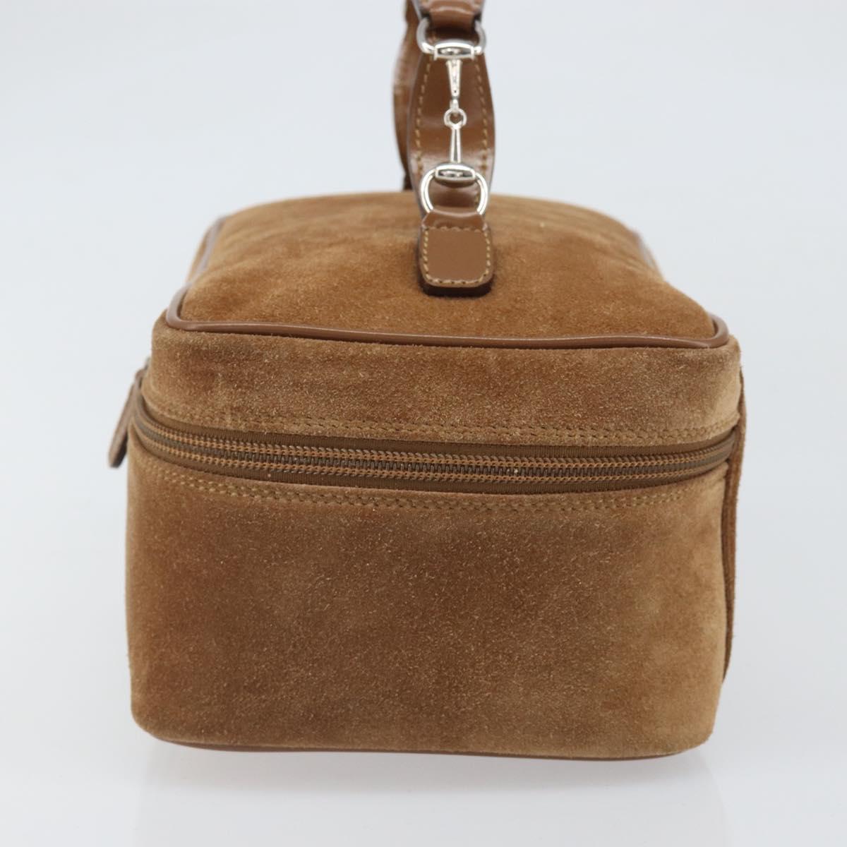 GUCCI Vanity Cosmetic Pouch Suede Brown Silver 032 1705 0140 Auth bs33363