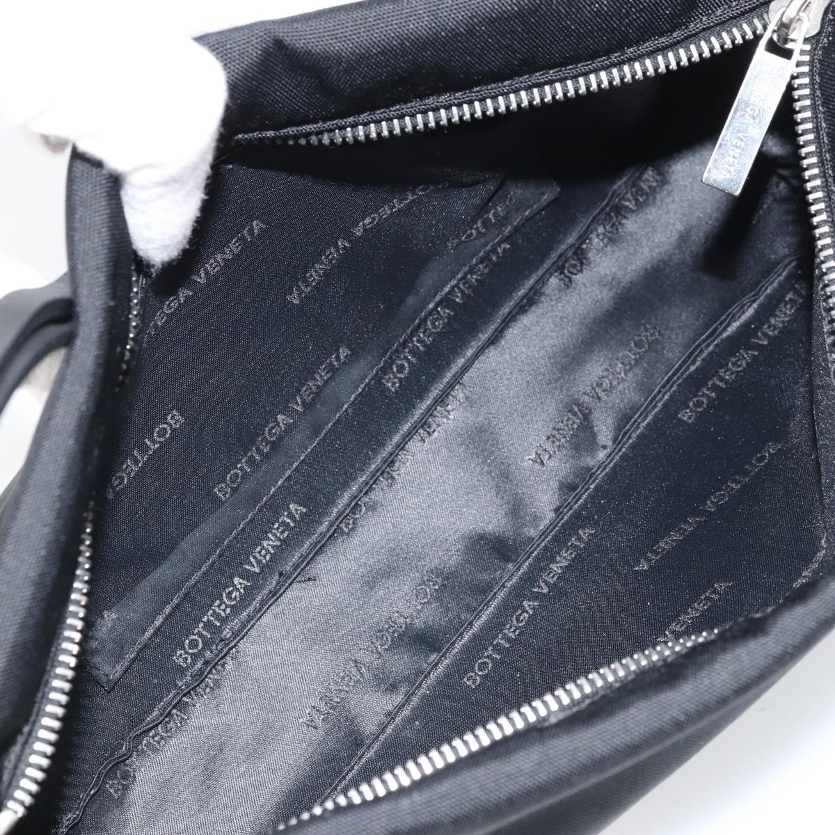 BOTTEGA VENETA Shoulder Bag Canvas Black Silver Auth bs33364