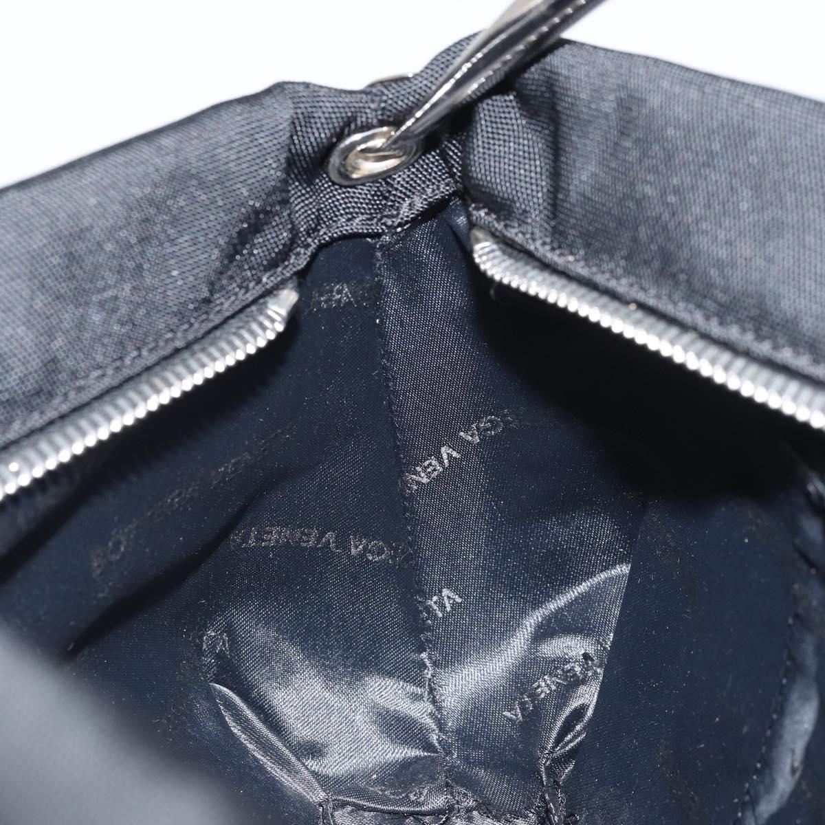 BOTTEGA VENETA Shoulder Bag Canvas Black Silver Auth bs33364