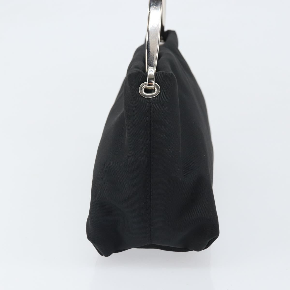 BOTTEGA VENETA Shoulder Bag Canvas Black Silver Auth bs33364