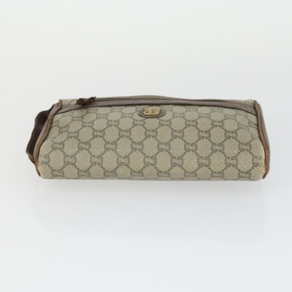 GUCCI Micro GG Supreme Clutch Bag PVC 2 Set Brown Beige Auth bs33365