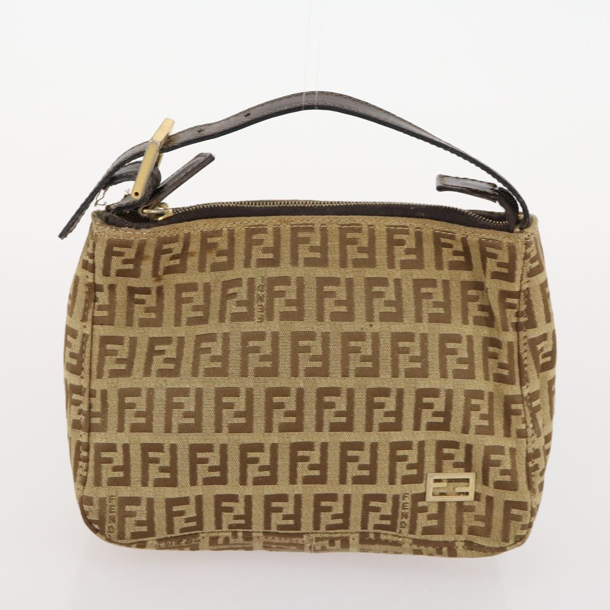 FENDI Zucchino Canvas Bag Leather Nylon 4 Set Brown Black beige Auth bs33366