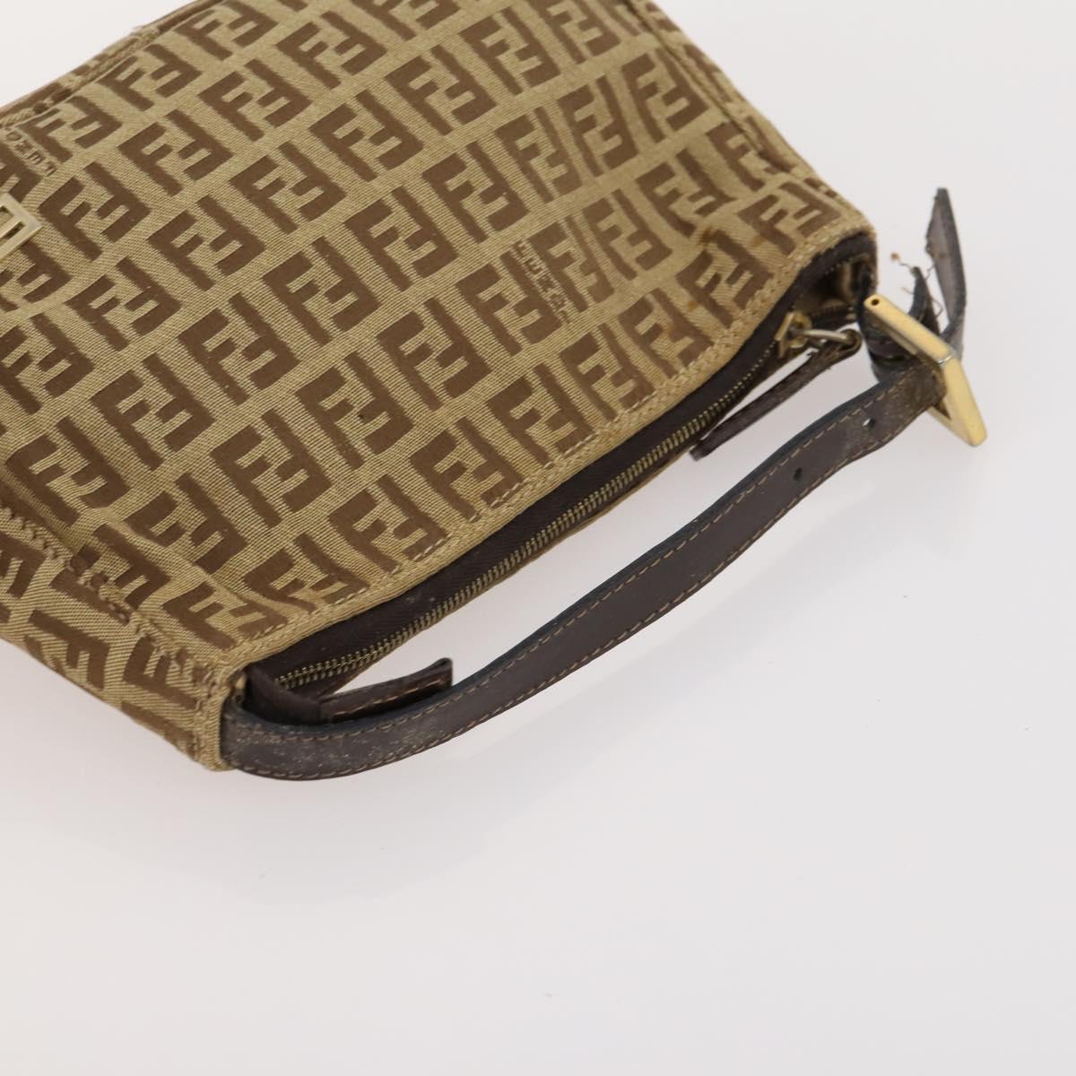 FENDI Zucchino Canvas Bag Leather Nylon 4 Set Brown Black beige Auth bs33366
