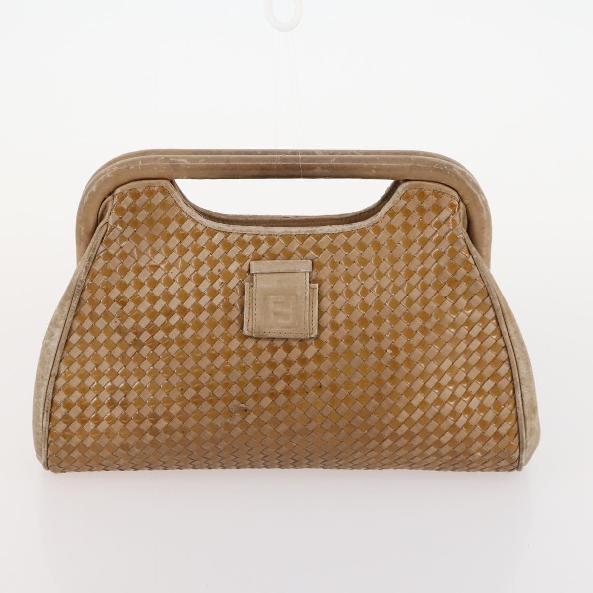 FENDI Zucchino Canvas Bag Leather Nylon 4 Set Brown Black beige Auth bs33366