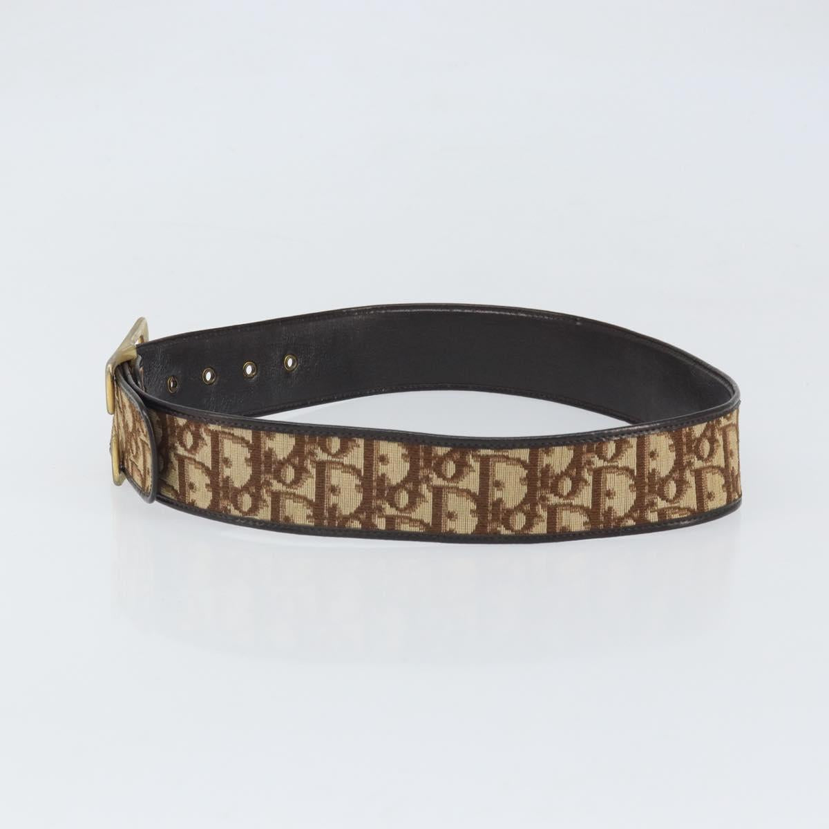 Christian Dior Trotter Canvas Belt 35.8"" Brown Auth bs33374