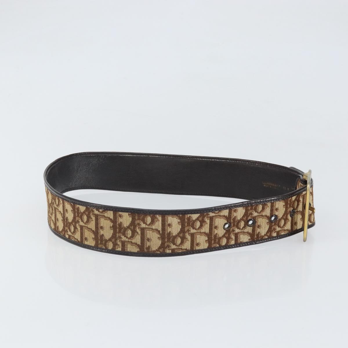 Christian Dior Trotter Canvas Belt 35.8"" Brown Auth bs33374