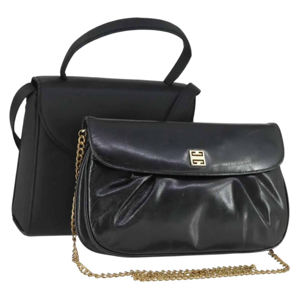 GIVENCHY Hand Bag Leather nylon 2 Set Black Auth bs33378