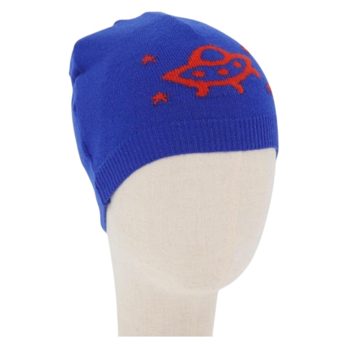 GUCCI GG Canvas knitted Fabrics Cap L Blue 748423 Auth bs33380