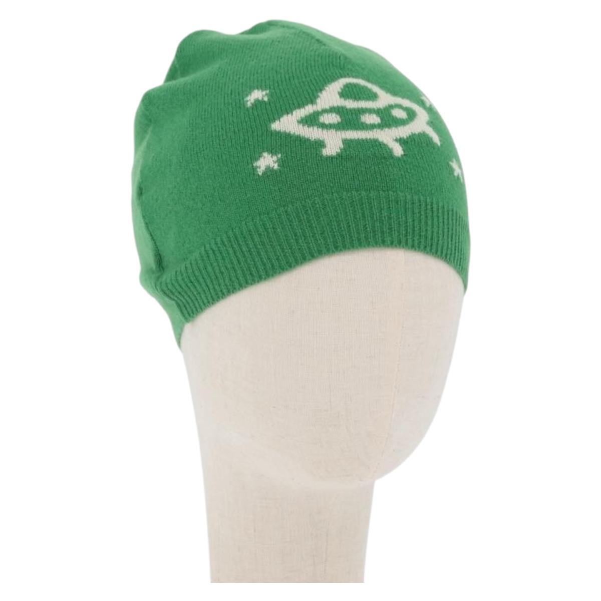 GUCCI GG Canvas knitted Fabrics Cap L Green 748423 Auth bs33381