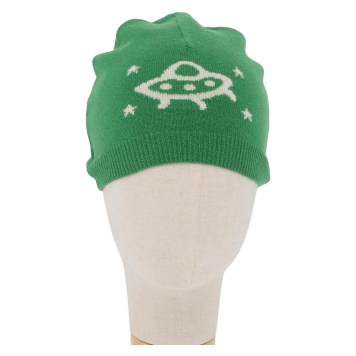 GUCCI GG Canvas knitted Fabrics Cap L Green 748423 Auth bs33381