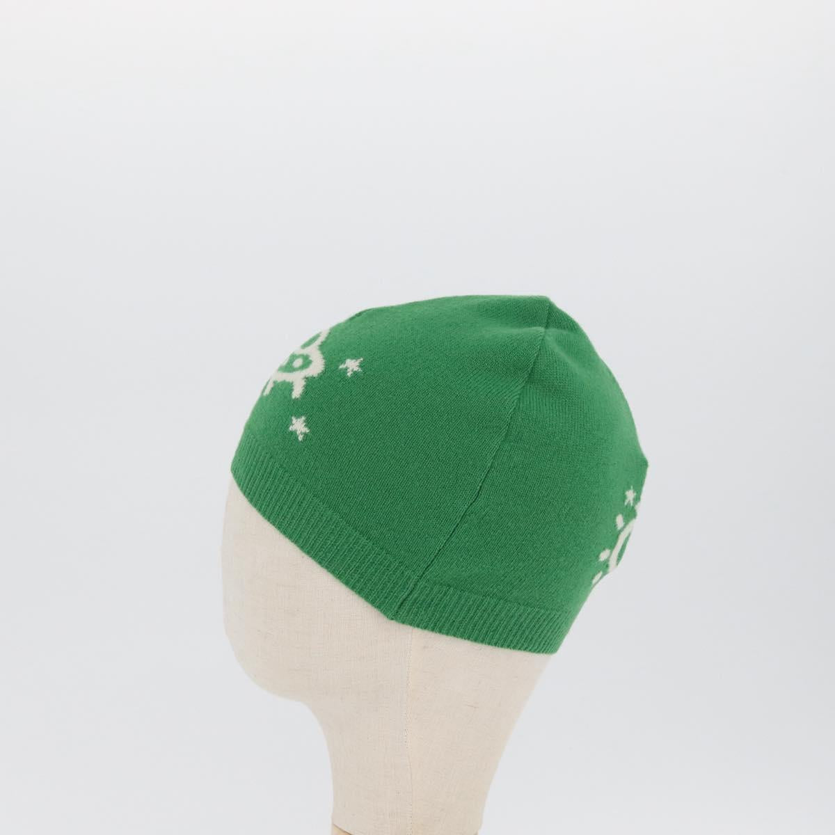 GUCCI GG Canvas knitted Fabrics Cap L Green 748423 Auth bs33381