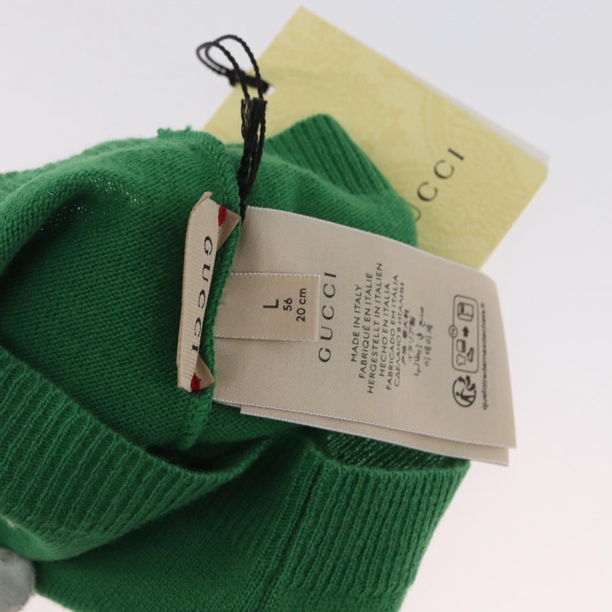 GUCCI GG Canvas knitted Fabrics Cap L Green 748423 Auth bs33381