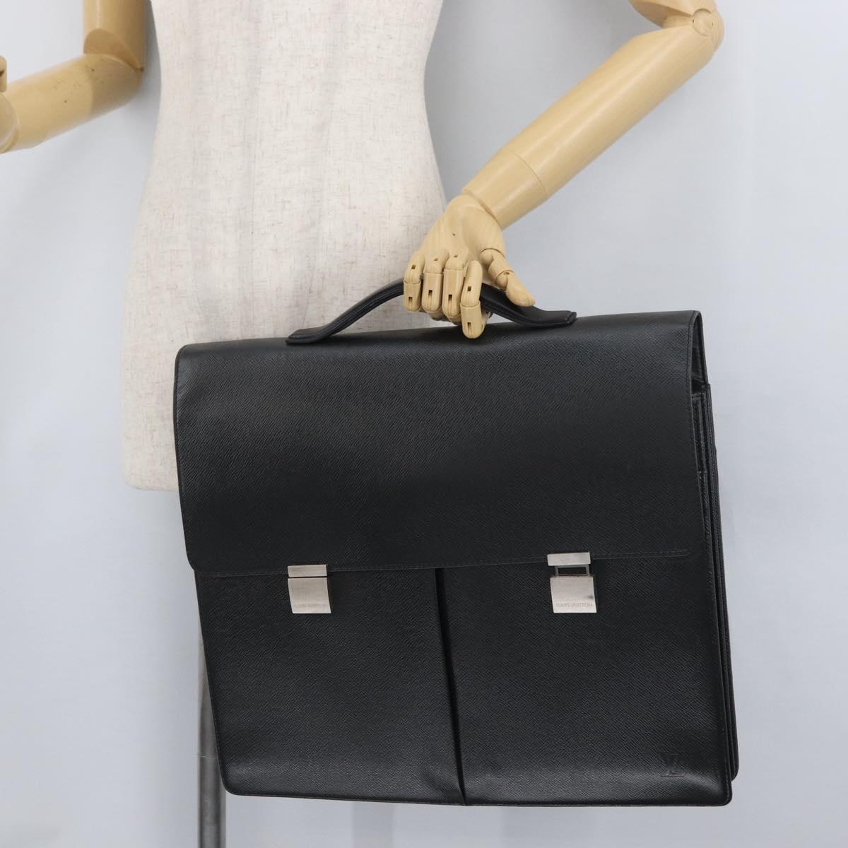 LOUIS VUITTON Taiga Serviette Kazan Business Bag Ardoise M30802 LV Auth bs33385
