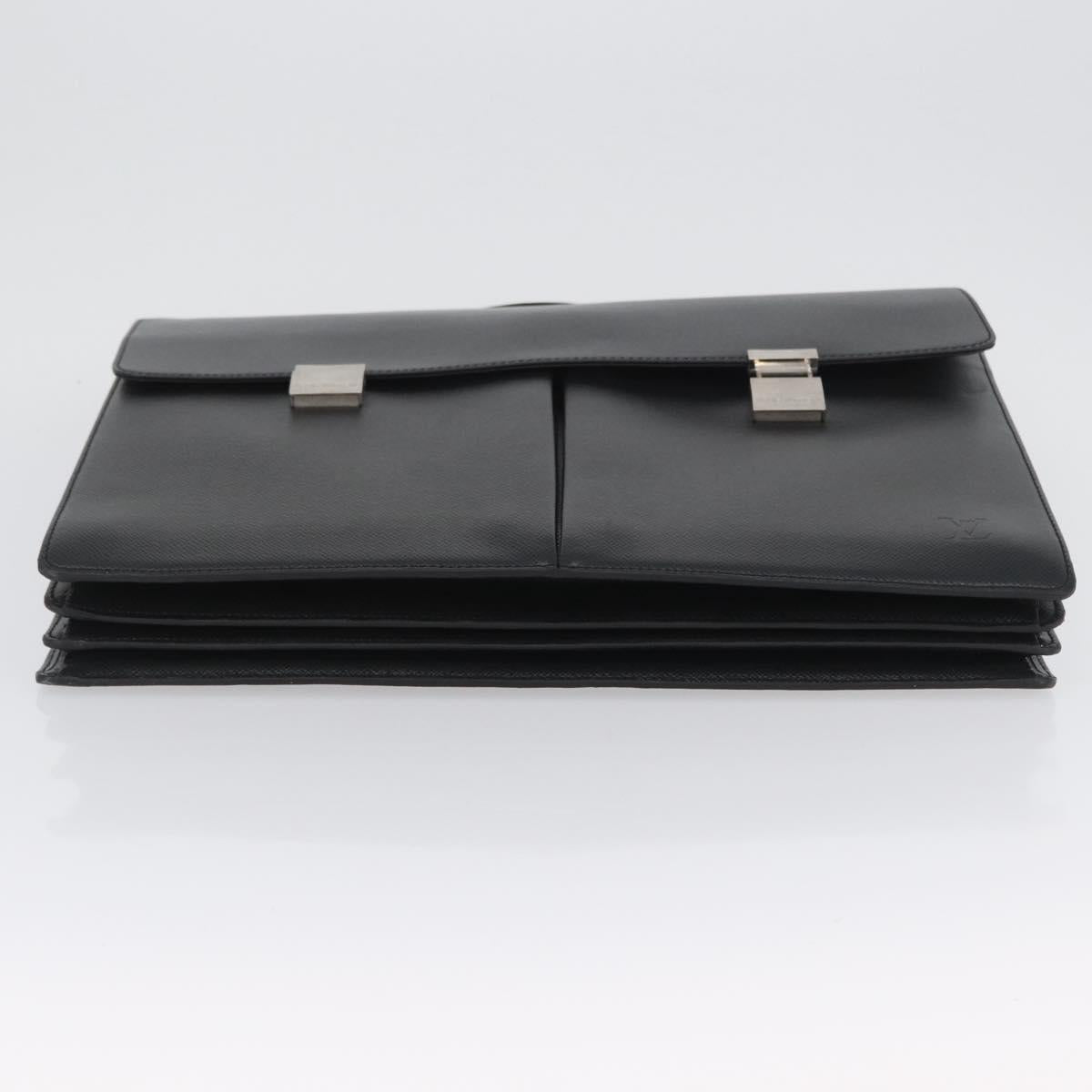 LOUIS VUITTON Taiga Serviette Kazan Business Bag Ardoise M30802 LV Auth bs33385