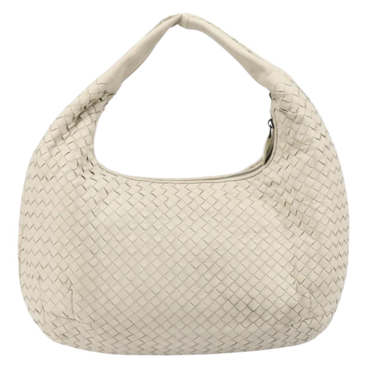 BOTTEGA VENETA INTRECCIATO Hobo Hand Bag Leather White Auth bs33401