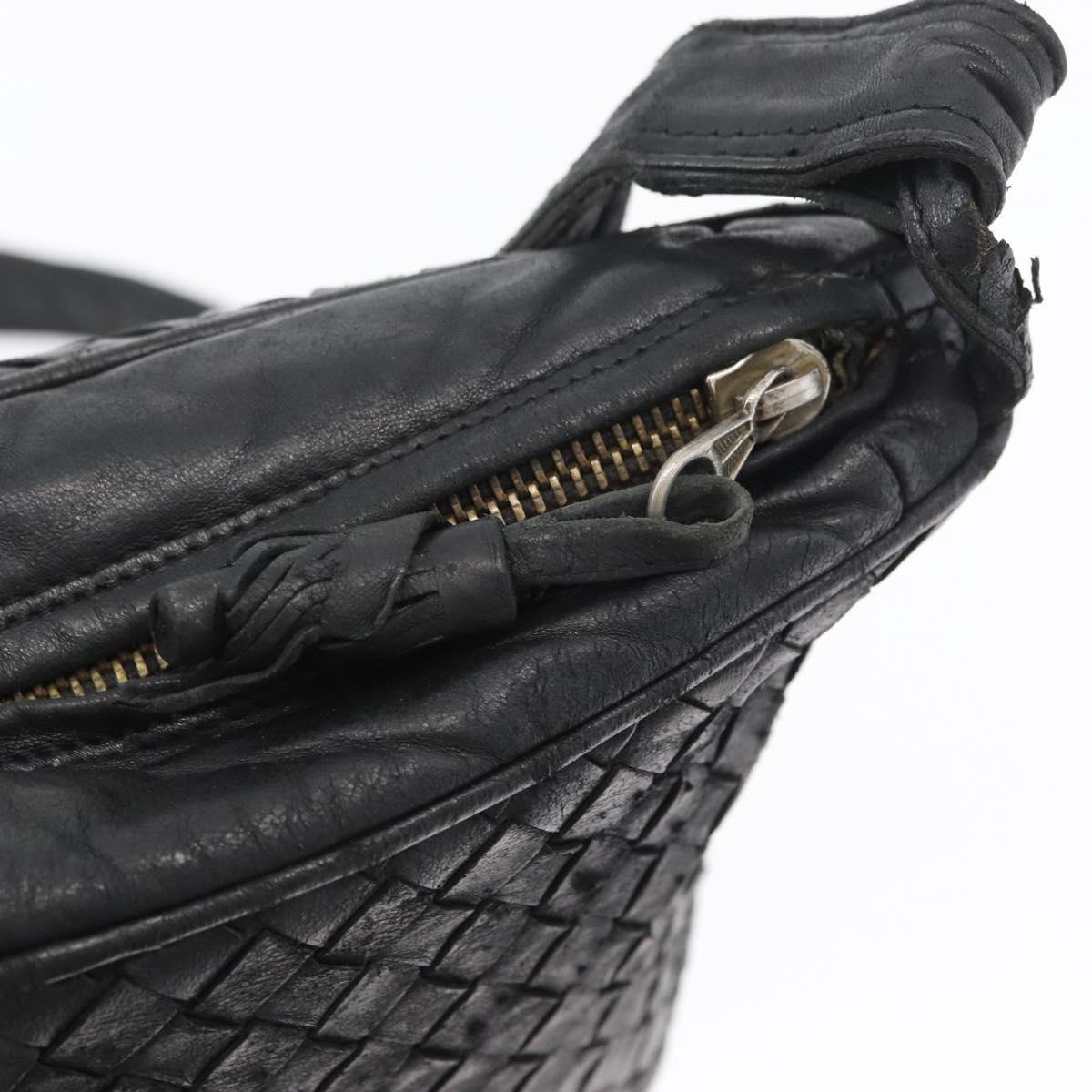 BOTTEGA VENETA INTRECCIATO Shoulder Bag Leather Black Auth bs33403