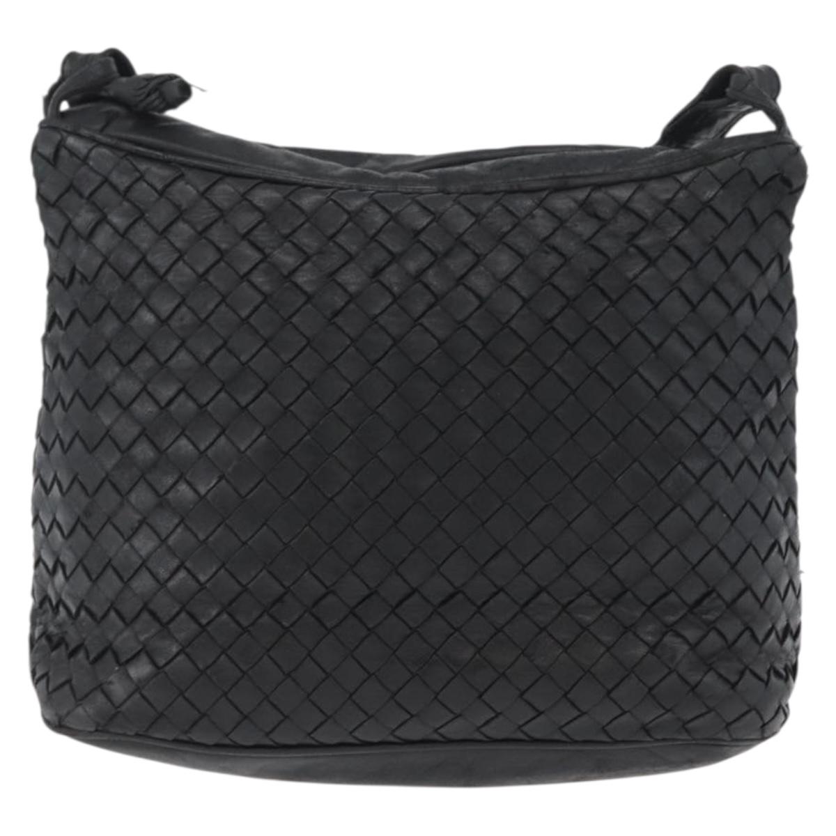 BOTTEGA VENETA INTRECCIATO Shoulder Bag Leather Black Auth bs33403